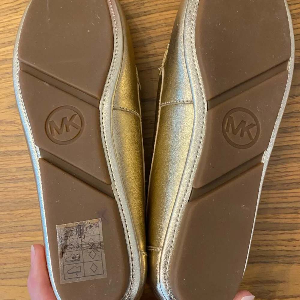 NWT Michael Kors Gold leather Juliette loafers